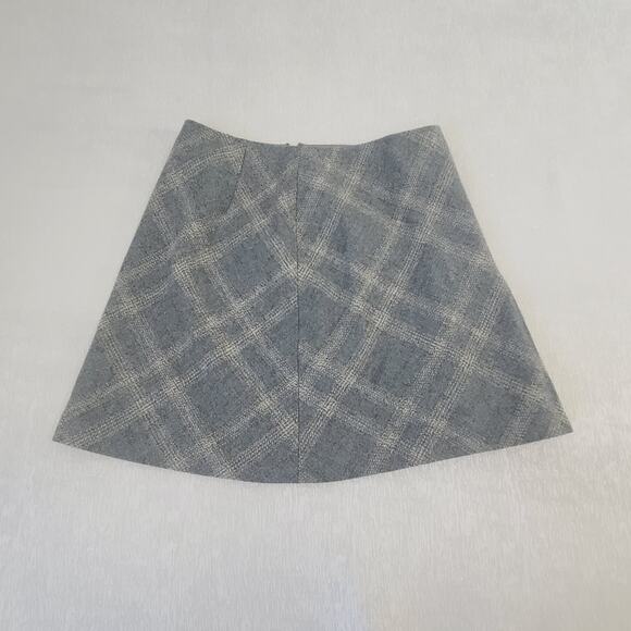 J Crew Women's wool skirt Grey pleated plaid Sz 8 Preppy Academia Twee Y2K vines - Picture 3 of 11